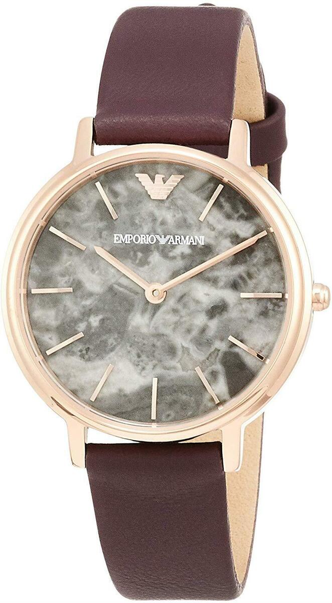 Emporio Armani Quartz Grey Dial Brown Leather Strap Watch For Women - AR11172 - Image 4